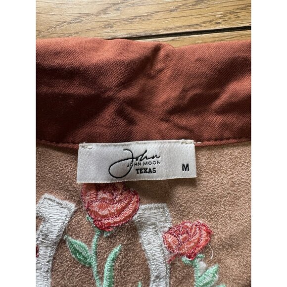 John Moon Shirt Women Medium Brown Texas‎ Western Floral Fringed Cowgirl Rodeo - Picture 3 of 11
